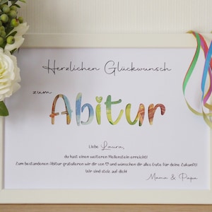 Geldgeschenk Abitur optional mit Bilderrahmenpersonalisiertes