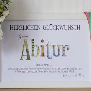 Geldgeschenkidee zum Abitur optional mit Bilderrahmen