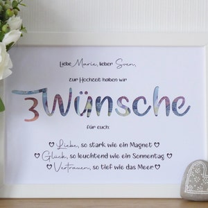 personalisiertes Geldgeschenk WÜNSCHE Hochzeit Flitterwochen Reise Weltreise Trauung Vermählung