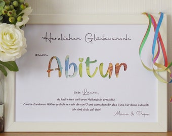 Monetary gift Abitur optional with picture frame personalized