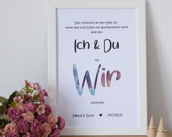 personalisiertes Geldgeschenk ICH DU WIR Hochzeit Flitterwochen Reise Weltreise Trauung Vermählung