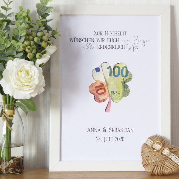 personalized money gift CLOVER LEAF wedding honeymoon trip world trip wedding wedding