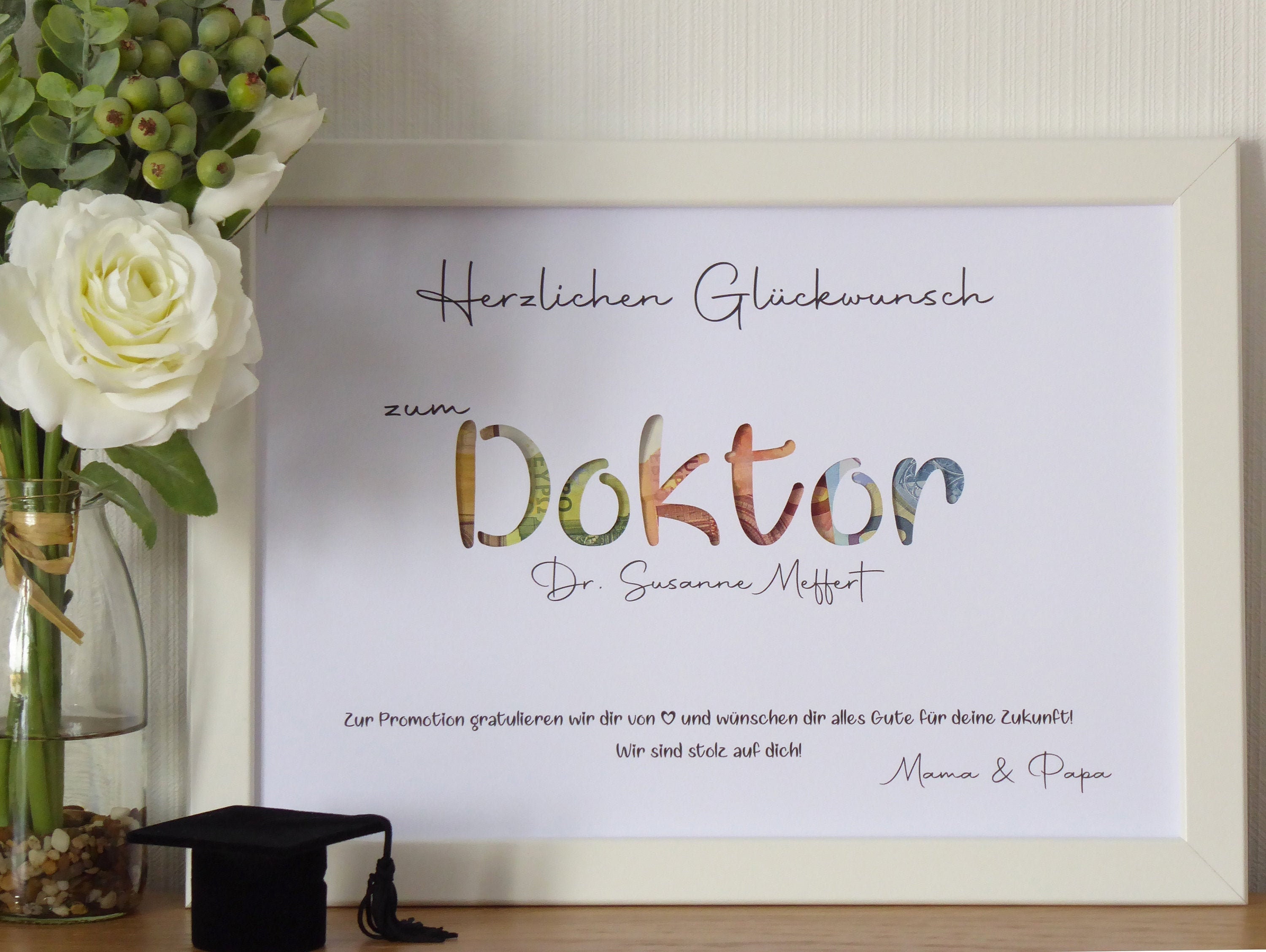 Geldgeschenk zum Doktor Promotion optional mit Bilderrahmen Etsy.de