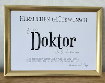 Geschenk zur Promotion  - Doktor / Ingenieur optional mit Bilderrahmen