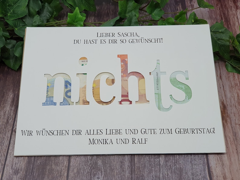 Individuelle Geldgeschenk nichts nix nüchts nöppes ohne Etsy