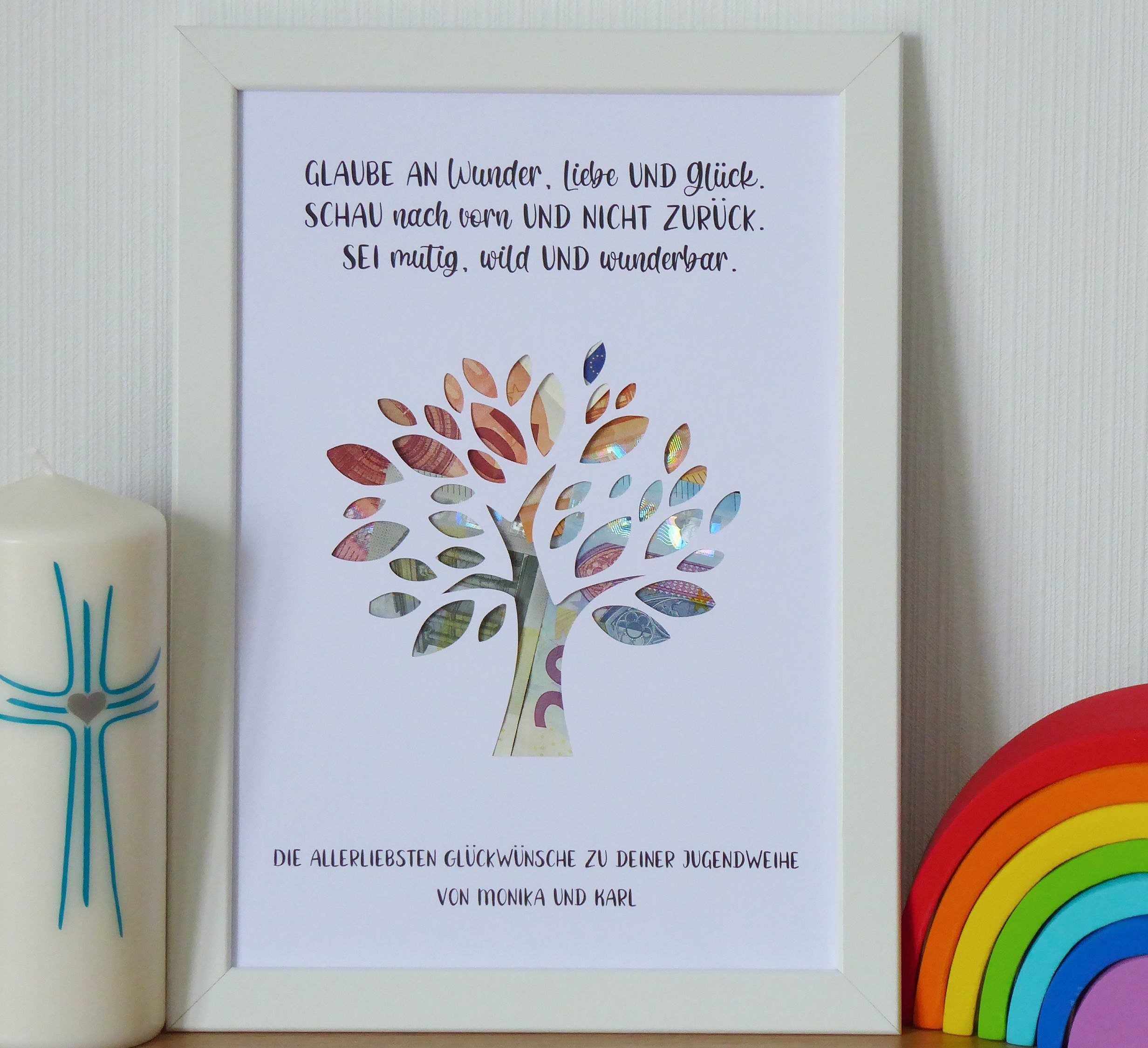 personalized money gift tree of life baptism youth consecration confirmation communion life turning point motif *tree of life miracle*