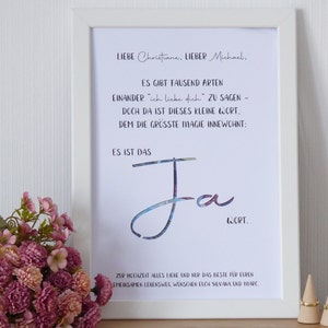 personalisiertes Geldgeschenk JA WORT Hochzeit Flitterwochen Trauung Vermählung