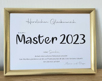 Geldgeschenk Master 2024 optional mit Bilderrahmen
