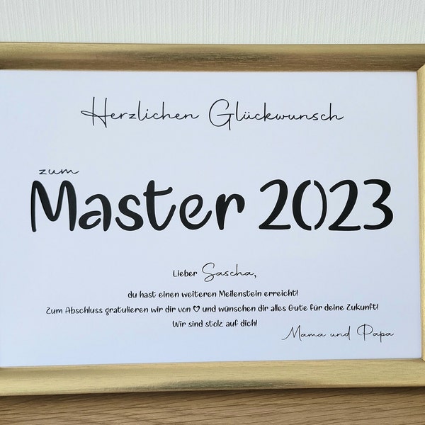 Geldgeschenk Master 2024 optional mit Bilderrahmen
