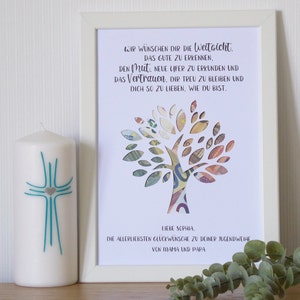 personalisiertes Geldgeschenk Lebensbaum Taufe Jugendweihe Konfirmation Firmung Kommunion Lebenswende Motiv *Lebensbaum Weitsicht*