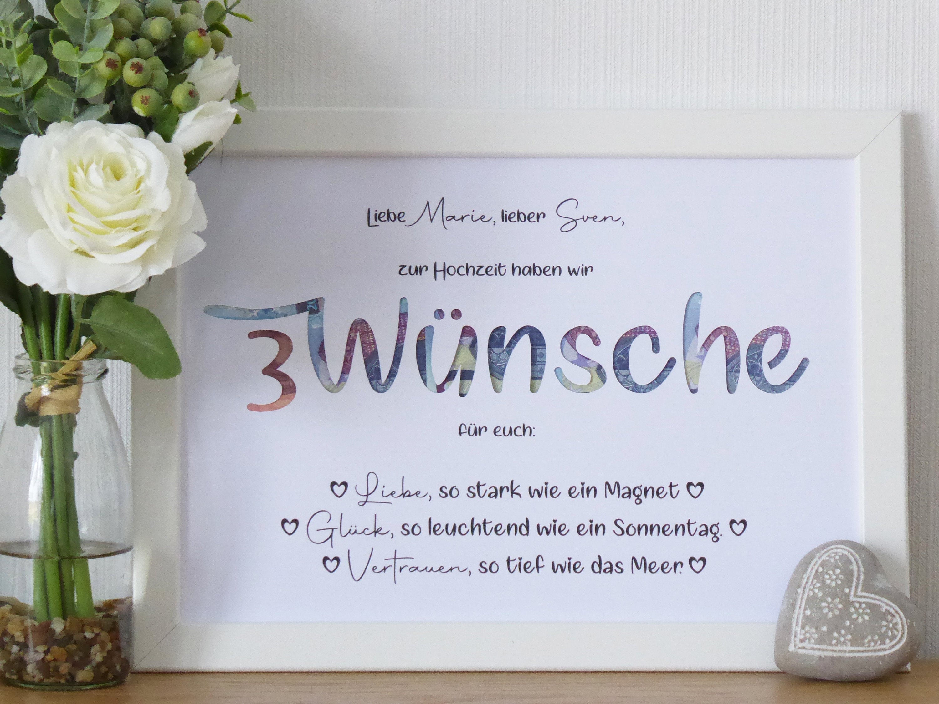 Persönliches Geschenk für Brautpaar zur Hochzeit 3 Wünsche Etsy