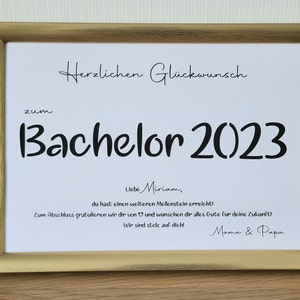 Geldgeschenk Bachelor 2025 optional mit Bilderrahmen