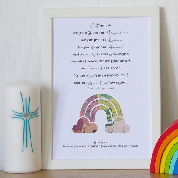 personalized money gift tree of life baptism youth consecration confirmation communion change of life motif *rainbow*