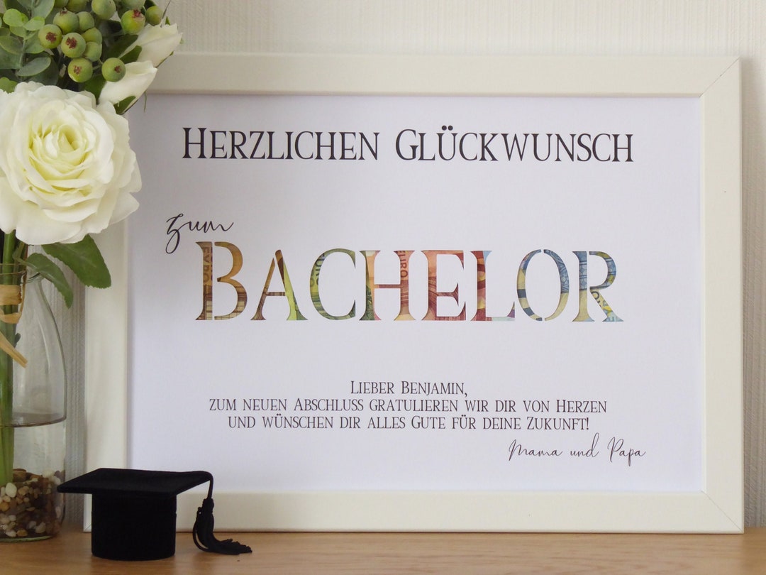 Geldgeschenk zum Bachelorabschluss optional mit Bilderrahmen Etsy.de