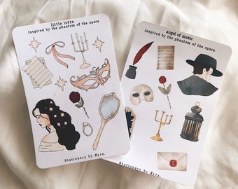 Phantom of the Opera inspired sticker sheets: little lotte and the angel of music | bullet journaling, scrapbooking, planning