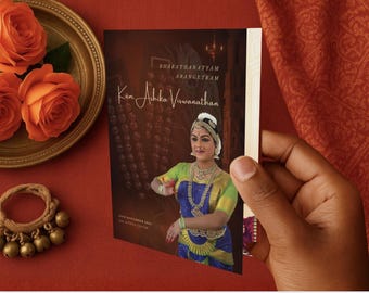 Arangetram Brochure Canva Template | Editable A5 Bifold Booklet | Bharatanatyam Arangetram Programme | Digital Download