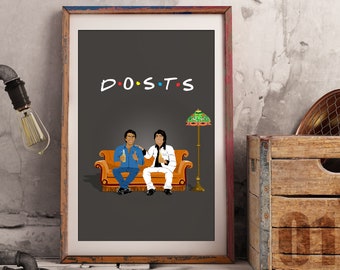 Dosts - Friends and Sholay Inspired Bollywood Digital Art (Instant Download)