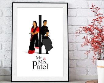 Mr. & Mrs. – Personalised Mr. and Mrs. Smith inspired Indian / Asian DIGITAL art print.