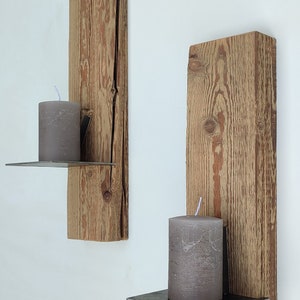 Wall candle holder made from reclaimed wood