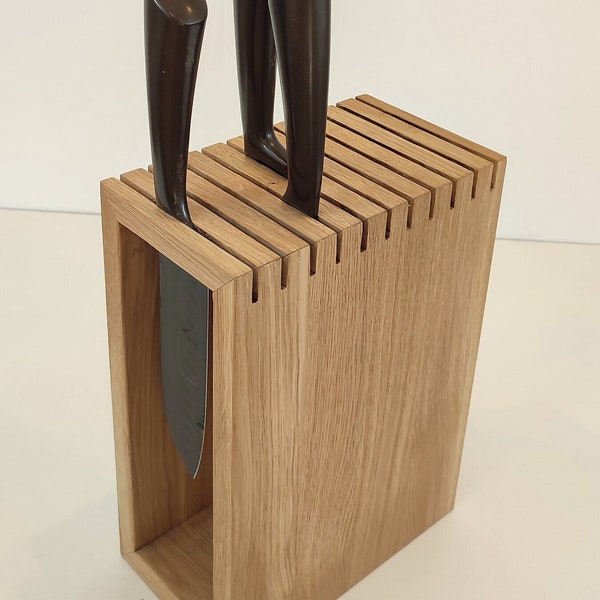 Large oak knife block