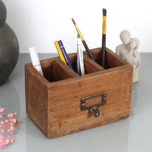 caja de madera, portalápices, organizador, cocina