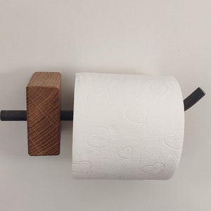 Toilet paper holder made of oak wood and steel. Modern toilet paper holder image 2