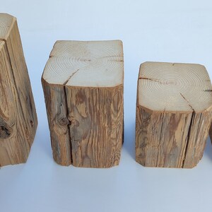 Old wood beam brushed for tinkering and decorating. Bookend, candle holder, log, rustic, reclaimed wood image 7