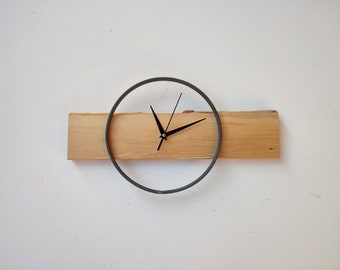 Handmade wooden clock.  Wall Clock,Wooden Wall Clock,Oak Wood,Solid Wood,Clock,Designer Clock,Wall Clock Made of Wood and Metal,Gift,Wall Decoration,Wooden Clock