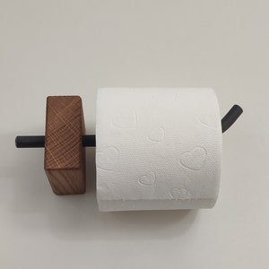Toilet paper holder made of oak wood and steel. Modern toilet paper holder image 3