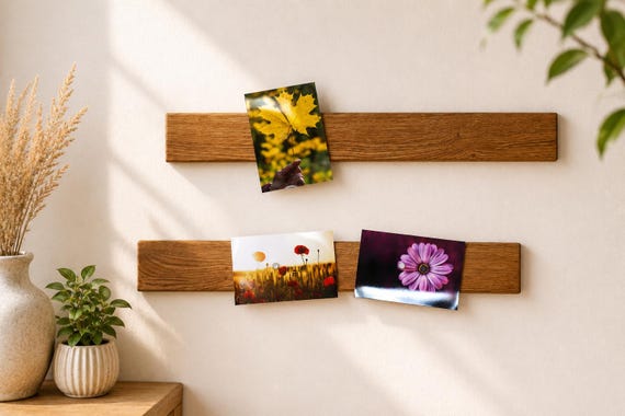 Magnetische Bilderleiste aus Eichenholz. Bilderleiste, Magnetleiste, Bilderrahmen, Wandbehang, Wanddekoration, Bilderschiene