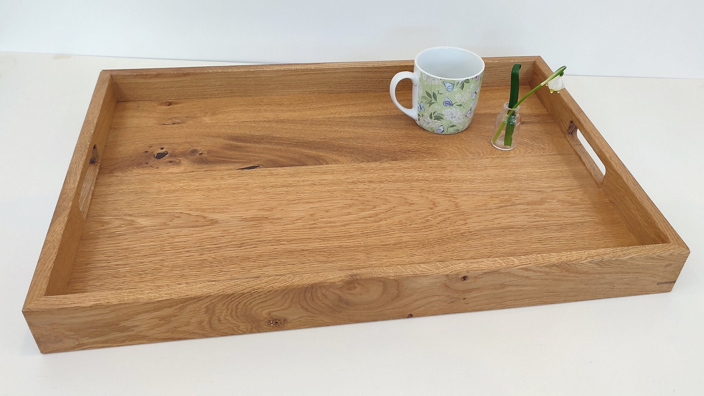 Großes Holztablett Großes Serviertablett / Großes Ottomane Tablett / Tablett aus Eichenholz / Serviertablett Holz / Tablett Eiche