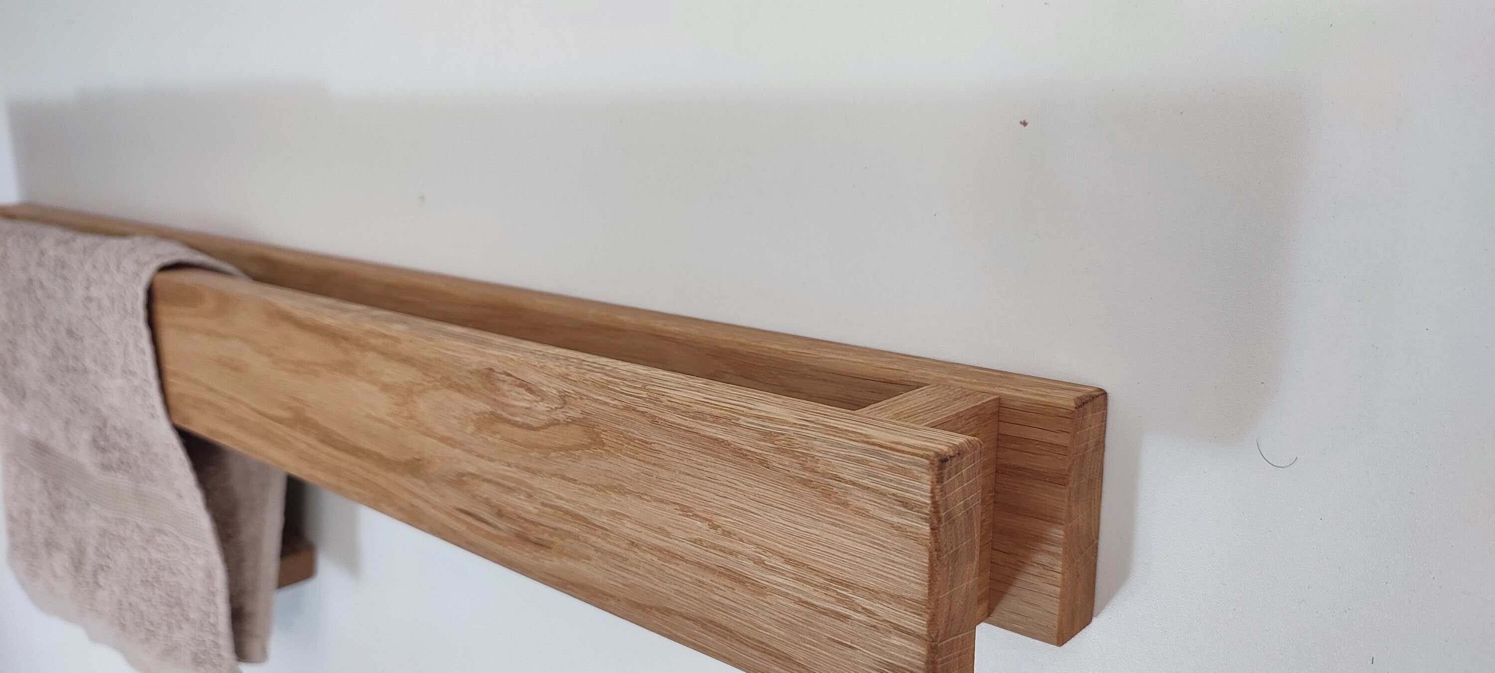 Modern towel holder made of oak wood