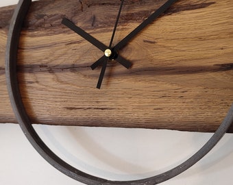 Horloge moderne en bois, horloge murale en vieux bois de chêne