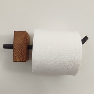 Toilet paper holder made of oak wood and steel. Modern toilet paper holder image 8