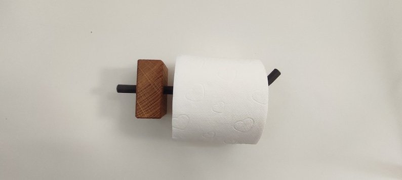 Toilet paper holder made of oak wood and steel. Modern toilet paper holder image 8