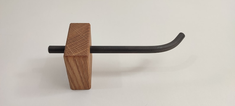 Toilet paper holder made of oak wood and steel. Modern toilet paper holder image 6