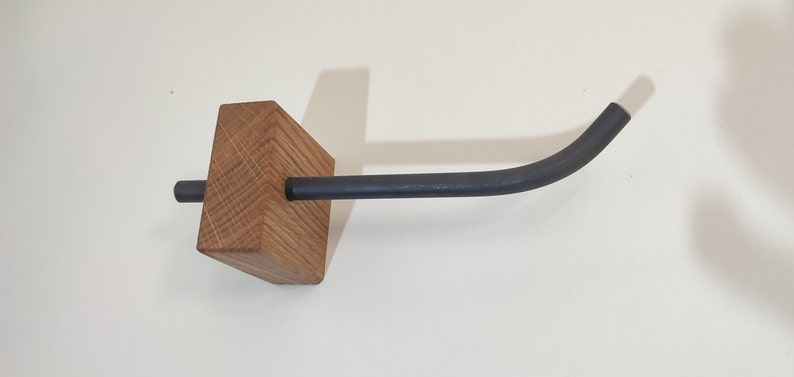 Toilet paper holder made of oak wood and steel. Modern toilet paper holder image 1