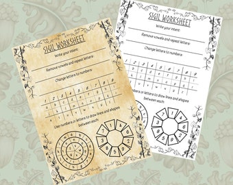 Sigils Worksheet with Witches Wheels | Witch Printables Grimoire Page | Metaphysical Shop Book of Shadows