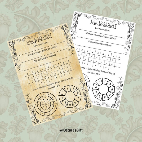 Sigils Worksheet with Witches Wheels | Witch Printables Grimoire Page | Metaphysical Shop Book of Shadows