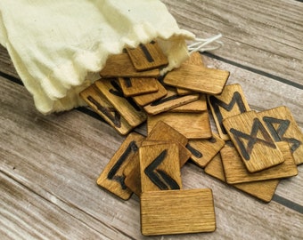 Madera de abedul Elder Futhark Runas / Juego de adivinación metafísica / Juego de regalo pagano nórdico vikingo / Herramientas y suministros de brujería