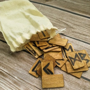 Birch Wood Elder Futhark Runes | Metaphysical Divination Set | Viking Norse Pagan Gift Set | Witchcraft Tools and Supplies