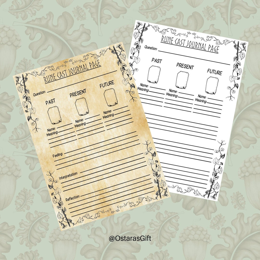 Elder Futhark Digital Reading Journal | Printable Worksheet Pagan ...