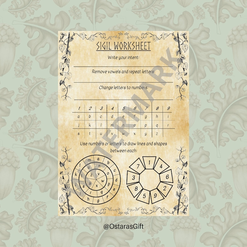 sigils-worksheet-with-witches-wheels-witch-printables-etsy-uk