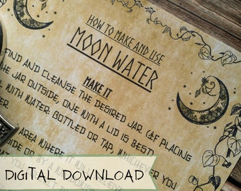 Full Moon Water | Digital Grimoire Page | Book of Shadows PDF | Downloadable Witchcraft Supply