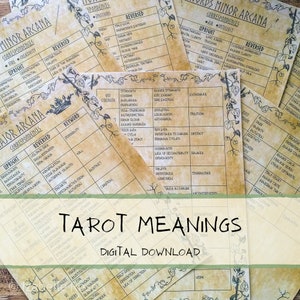 Tarot Cards Meaning Bundle | Printable Grimoire | Book of Shadows Page | Witchcraft Supply