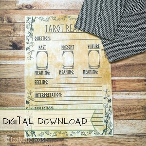 Tarot Reading Worksheet | Grimoire Page | Book of Shadows Page | Witchcraft Supply