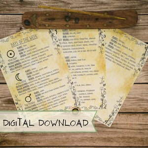 Week Days Magick | Grimoire Pages | Book of Shadows PDF | Witchcraft Supply