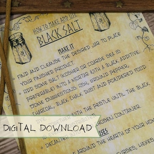 Black Salt | Digital Witchcraft Supply | Downloadable Grimoire Page | Book of Shadows PDF