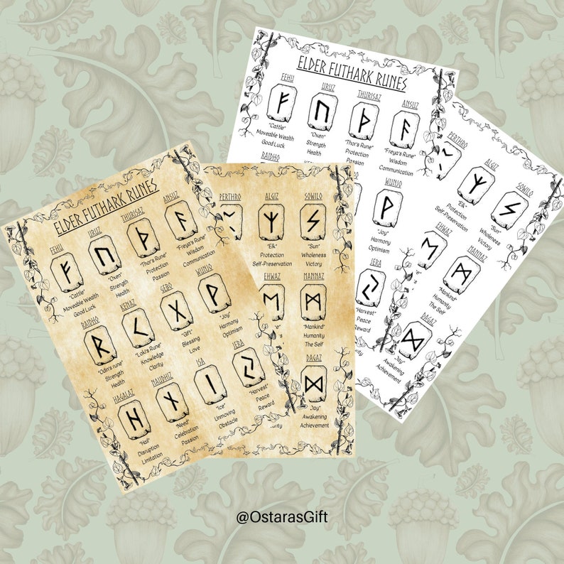 Norse Pagan Elder Futhark Runes Grimoire Pages Viking Runes Book of ...