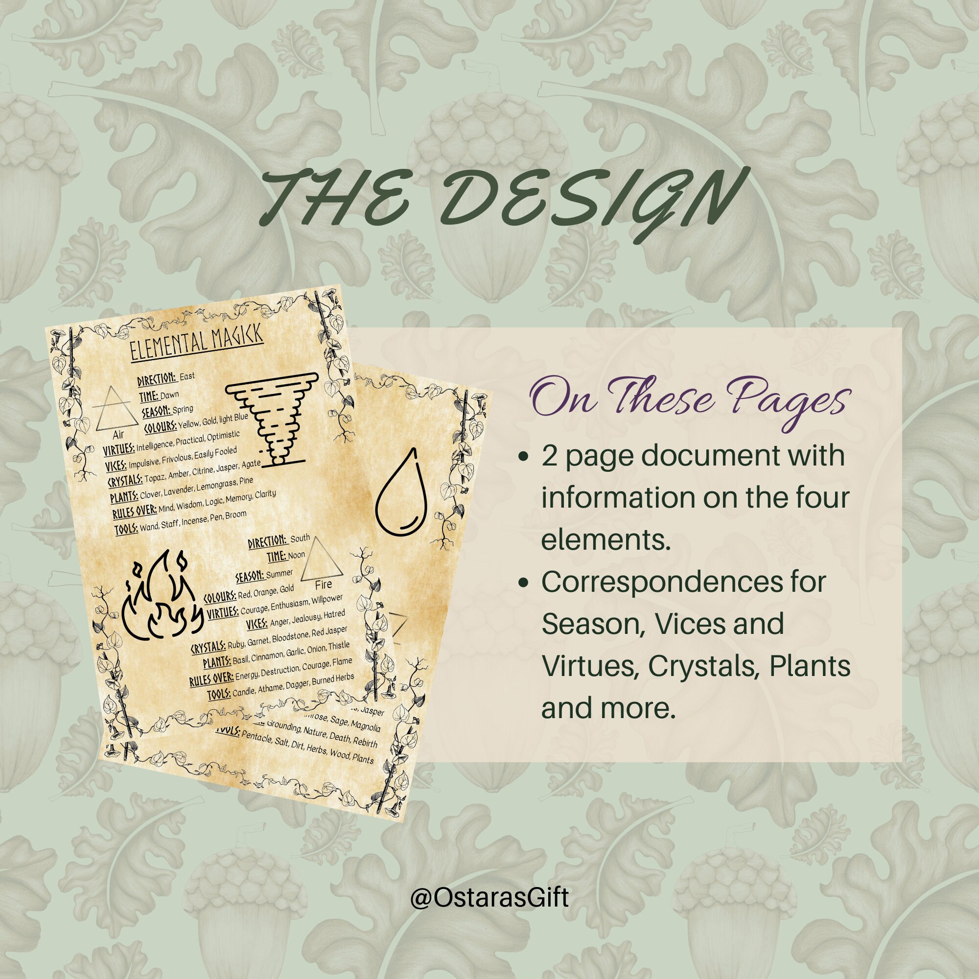 Elemental Magick | Digital Grimoire Page | Book of Shadows PDF ...